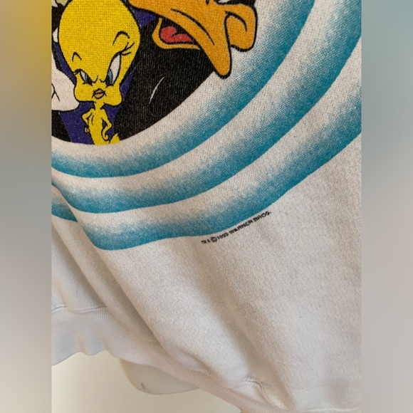VTG 90s Looney Tunes Double Side Crewneck Sweater Sweatshirt bullseye oversized - Picture 13 of 17